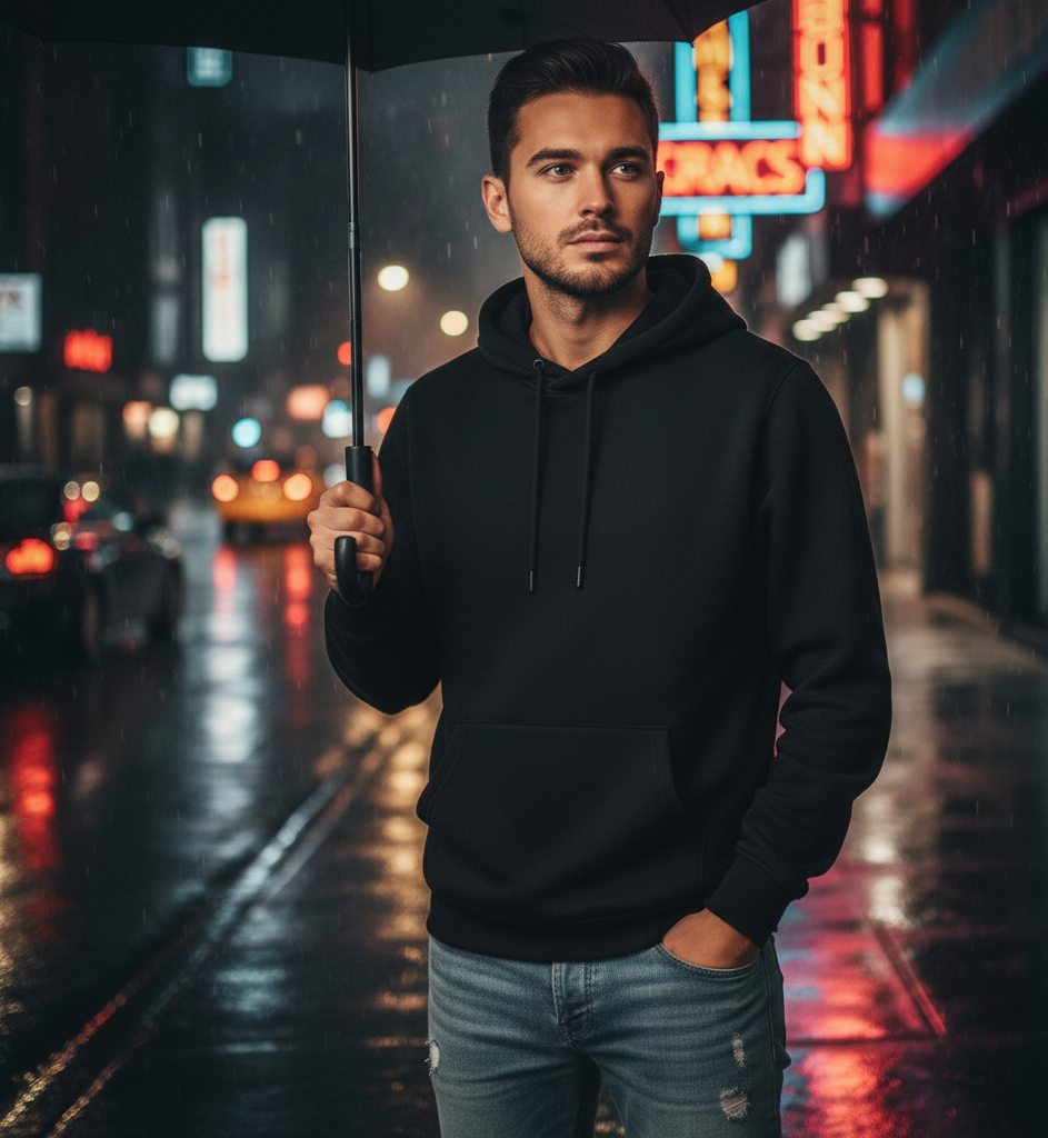 Black Polyester Hoodie – Warm & Soft Unisex (M / L / XL) - Image 2