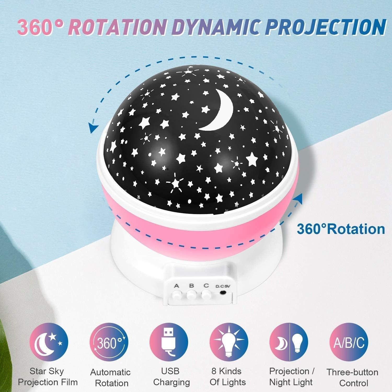 Starry Sky Star Projector Night Light – 360° Rotating Multicolor LED Lamp (Random Color) - Image 4