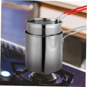 Stainless Steel 1200Ml Deep Fryer Pot with Strainer – Heavy-Duty Frying Pan