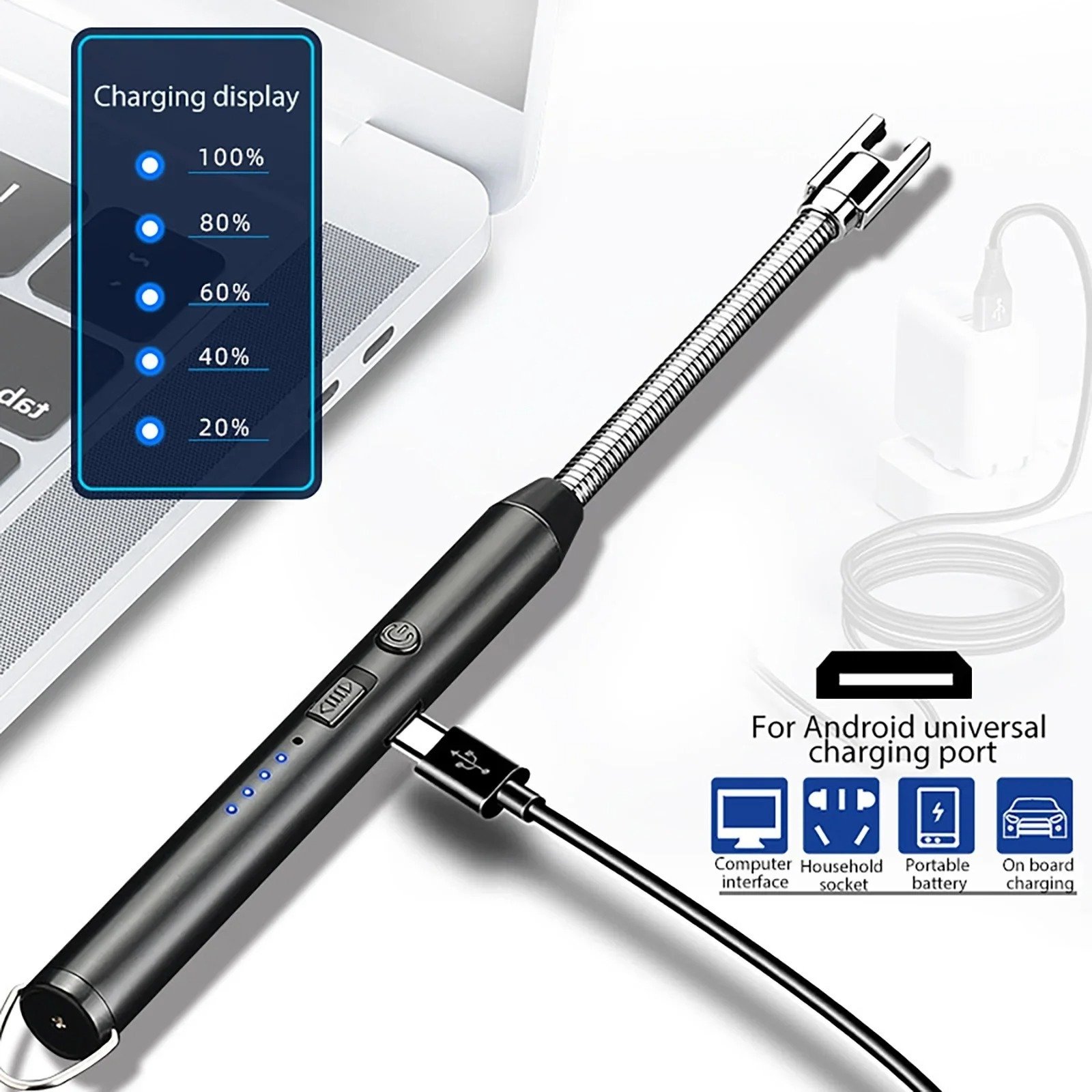 360° Outdoor Kitchen Lighter – USB Rechargeable Electronic Arc Lighter with Flexible Neck, Safety Lock, Windproof & Eco-Friendly Design (Random Colors) - Image 4