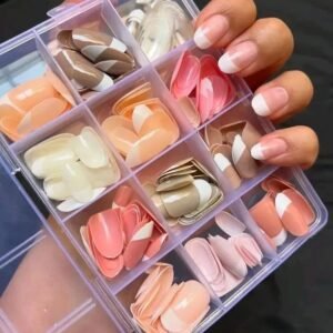 144 Pcs Multicolor False Nails Box Stylish Durable Easy To Use For Everyday Fashion Parties