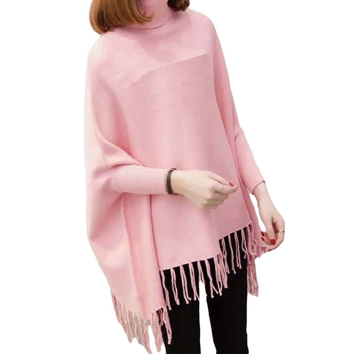 Stylish Pink Fleece Poncho - Free Size, Ready to Wear & Fits All