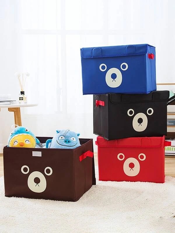 1 Pc Panda Design Folding Storage Bins Quilt Basket Kid Toys Organizer Storage Boxes Cabinet (Random Color) - Image 4