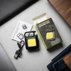 COB Rechargeable Keychain Light – Ultra Bright Metal Body Emergency Light with Type-C Charging