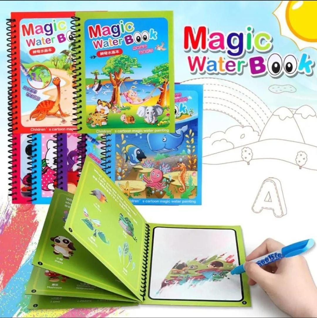 Magic Water Book Painting Drawing Coloring Board Book Magic Water Pen - Toy Accessory Designed For Creative Painting And Daily Fun Routine (Random Book)