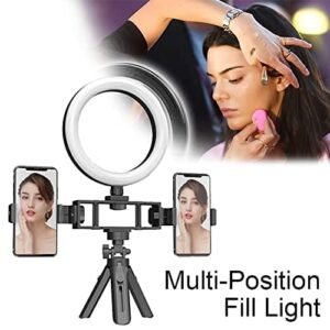 Multi Position Ring Light Dual Mobile Clip Ring Light, Live Broadcasting Bracket Fill Selfie Ring Light Phone Clamp Fill Lights Supplies Stabilizer Clip Phone Bracket