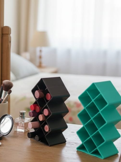 Plastic 10 Grid Lipstick Organizer with Storage Box – Makeup Holder for Lipsticks & Cosmetics (Random Color) - Image 5