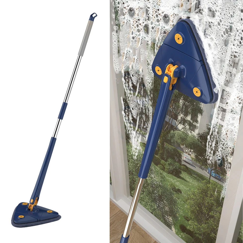 Extendable Triangle Mop 360 Twist Squeeze Window Glass Toilet Bathroom Floor Household Cleaning Ceiling Dusting (Random color) - Image 4