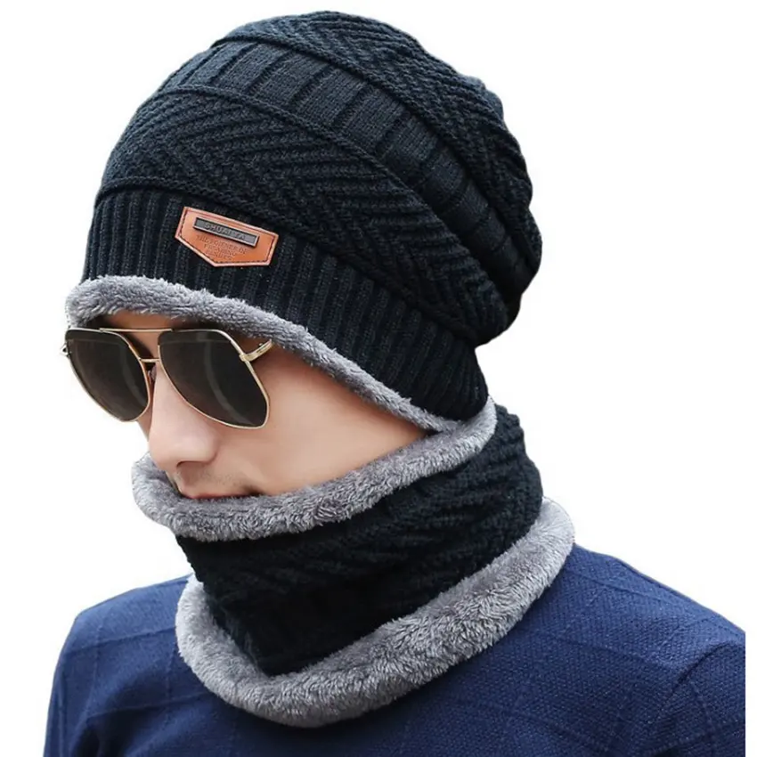 Coral Fleece Winter Scarf & Beanie Hat Set - Image 3