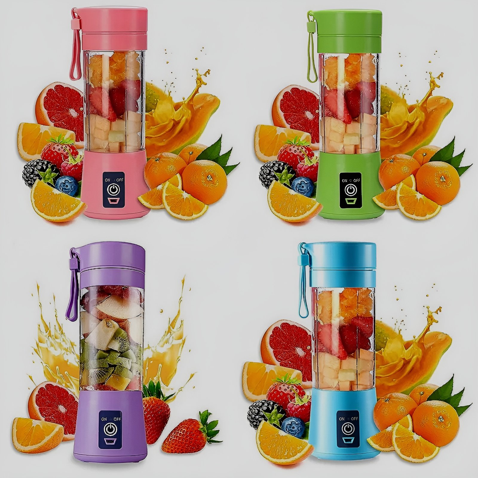 Portable Mini 6 blade Juicer blender | Outdoor Juicing Cup (380ml) - Rechargeable (Random Color) - Image 7