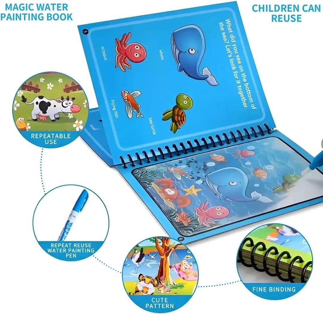 Magic Water Book Painting Drawing Coloring Board Book Magic Water Pen - Toy Accessory Designed For Creative Painting And Daily Fun Routine (Random Book) - Image 4