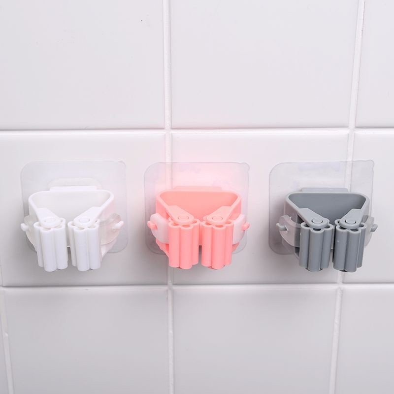 Pack of 3 Mop and Broom Self Adhesive Holder Wall Mount Magic Hanger Organizer Cleaning Tools (Random Color) - Image 2