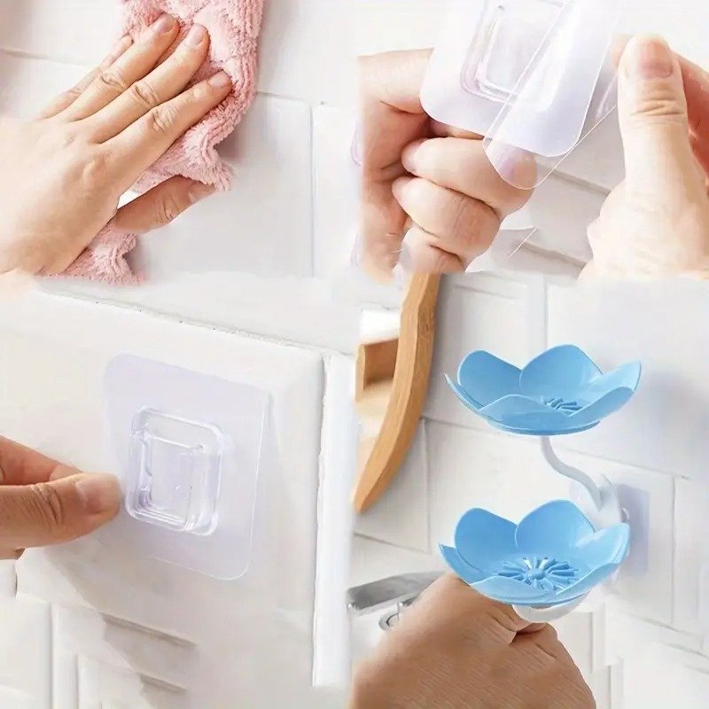 Multicolor Lotus Flower Soap Holder, Double Layer Wall-Mounted, No-Drill with Drainage, (Random Color) - Image 4