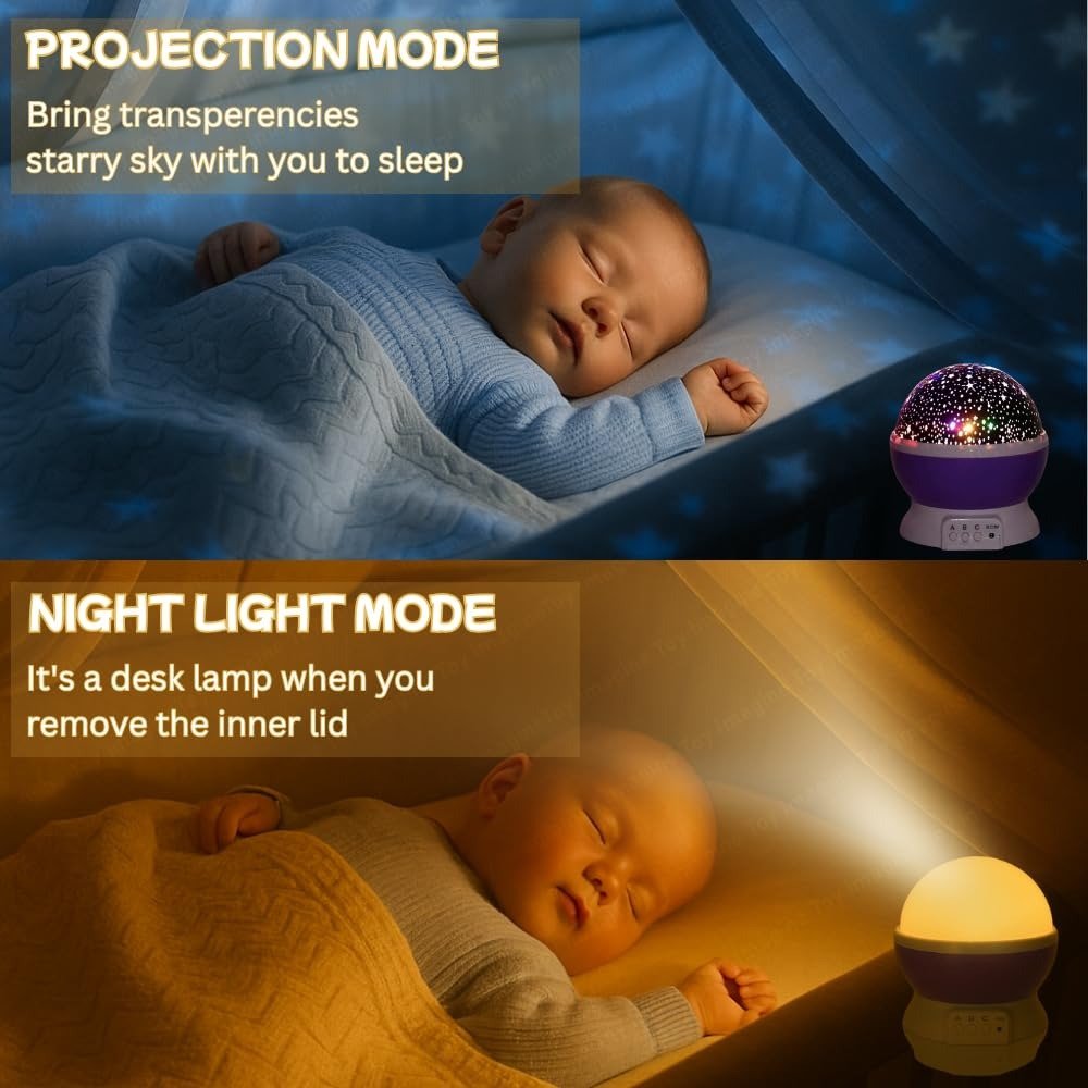 Starry Sky Star Projector Night Light – 360° Rotating Multicolor LED Lamp (Random Color) - Image 7
