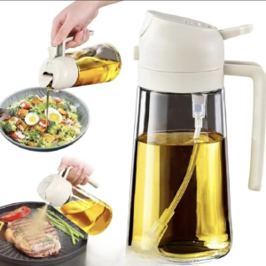 2-in-1 Oil Jug with Dispenser & Handle – Glass Cooking Oil Container | 450Ml - Glass (Random Color)