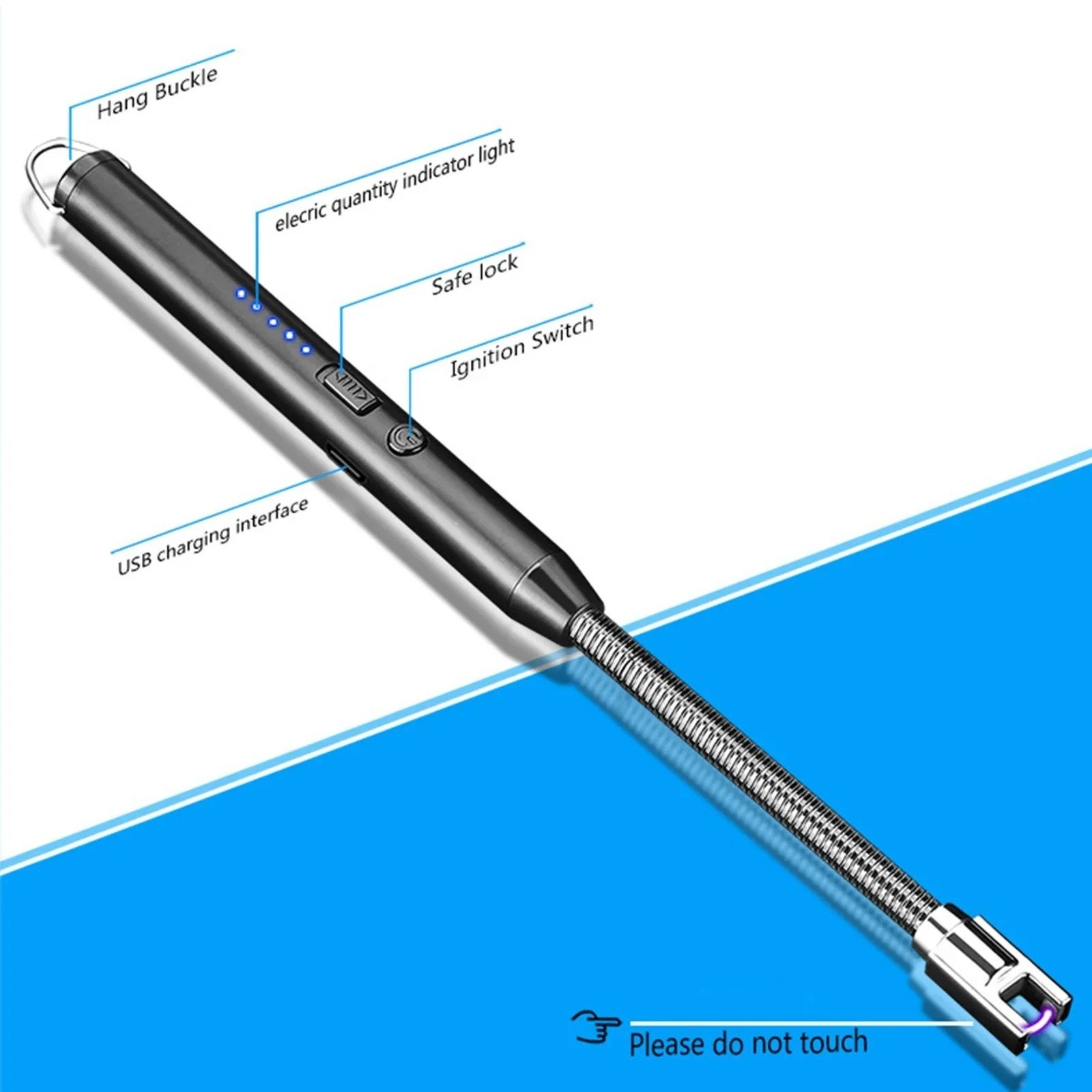 360° Outdoor Kitchen Lighter – USB Rechargeable Electronic Arc Lighter with Flexible Neck, Safety Lock, Windproof & Eco-Friendly Design (Random Colors) - Image 5