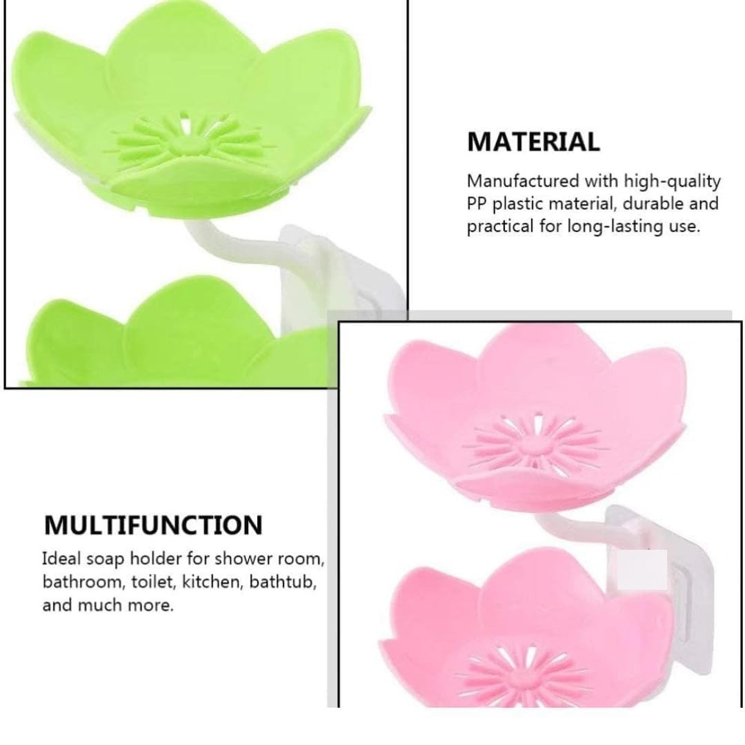 Multicolor Lotus Flower Soap Holder, Double Layer Wall-Mounted, No-Drill with Drainage, (Random Color) - Image 7