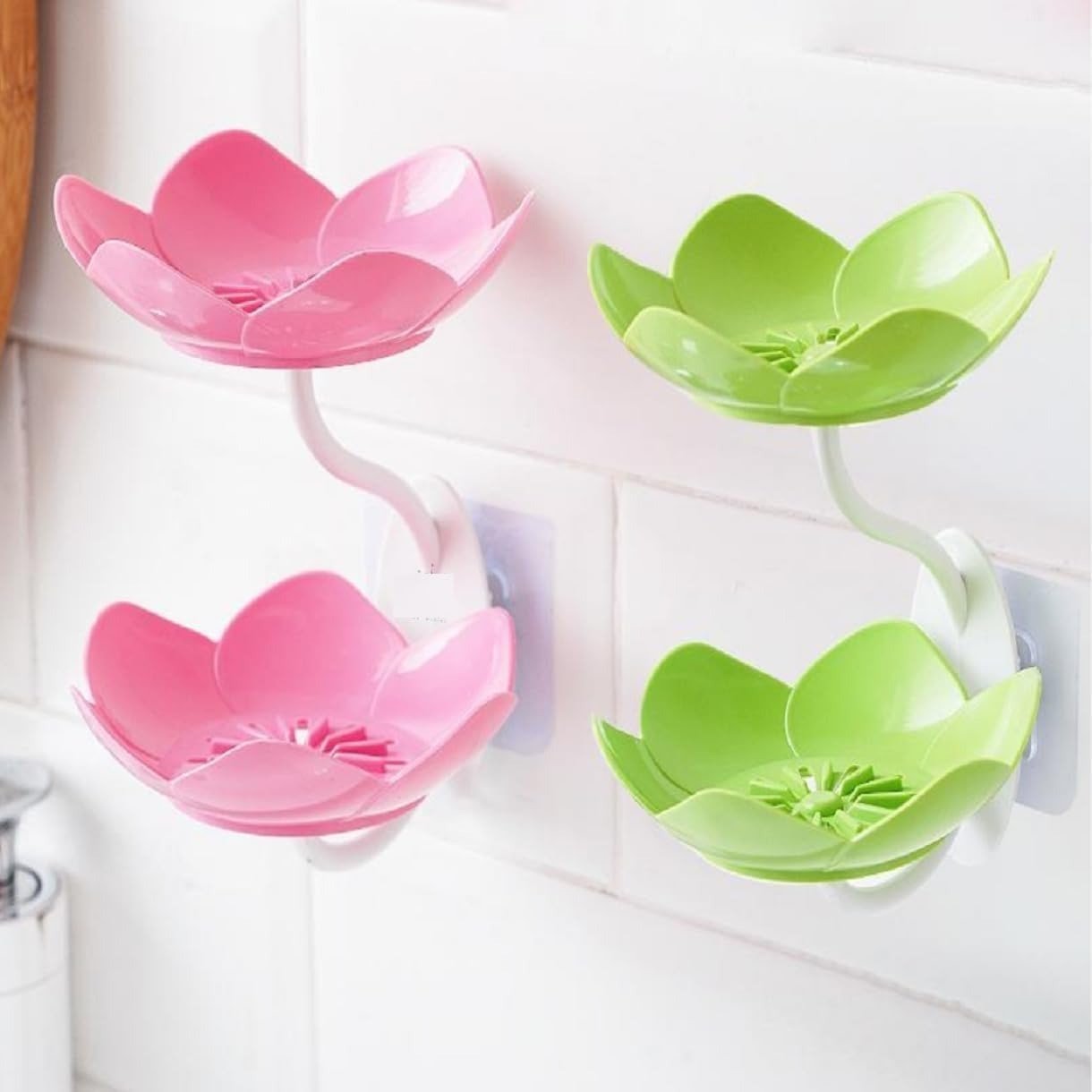 Multicolor Lotus Flower Soap Holder, Double Layer Wall-Mounted, No-Drill with Drainage, (Random Color) - Image 9