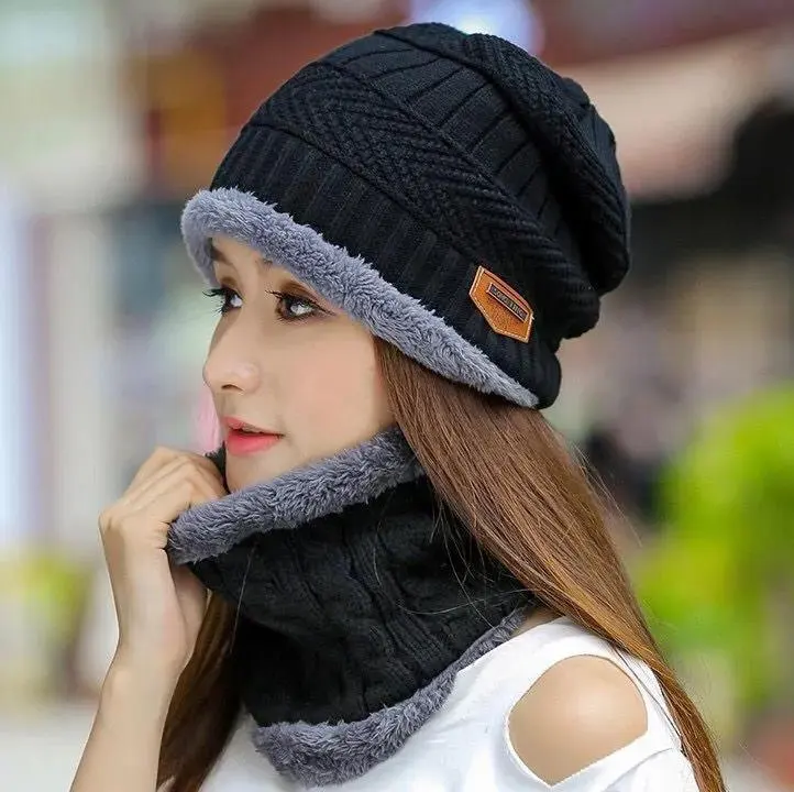 Coral Fleece Winter Scarf & Beanie Hat Set - Image 5