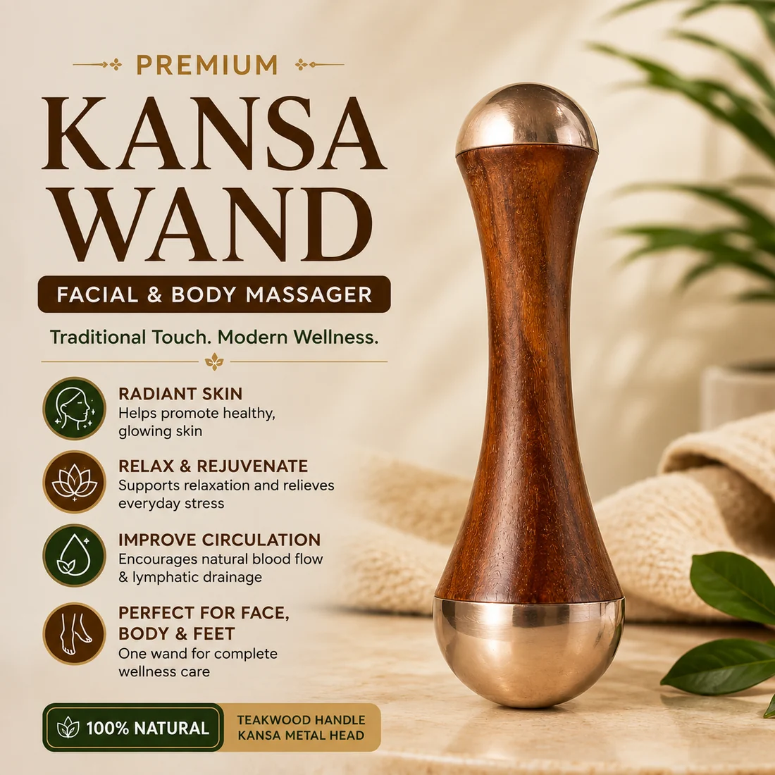 Premium Ayurvedic Kansa Massager - Natural & Chemical Free - Image 3
