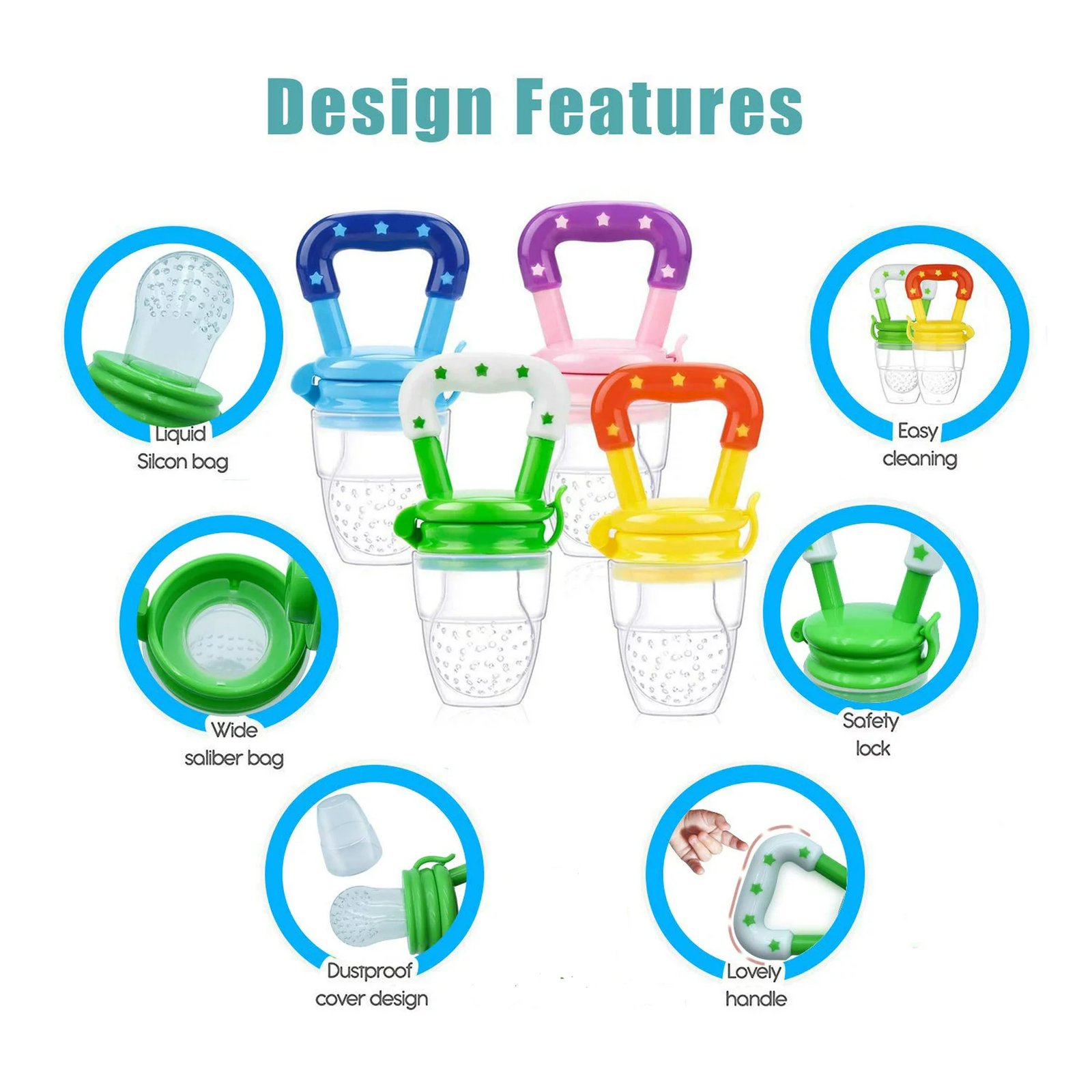 Baby Solid Baby Fruit Pacifier Fresh Fruit Feeder Infant Teething Toy Nibbler Teether Pacifier Safe Silicone Pacifier (random color) - Image 5