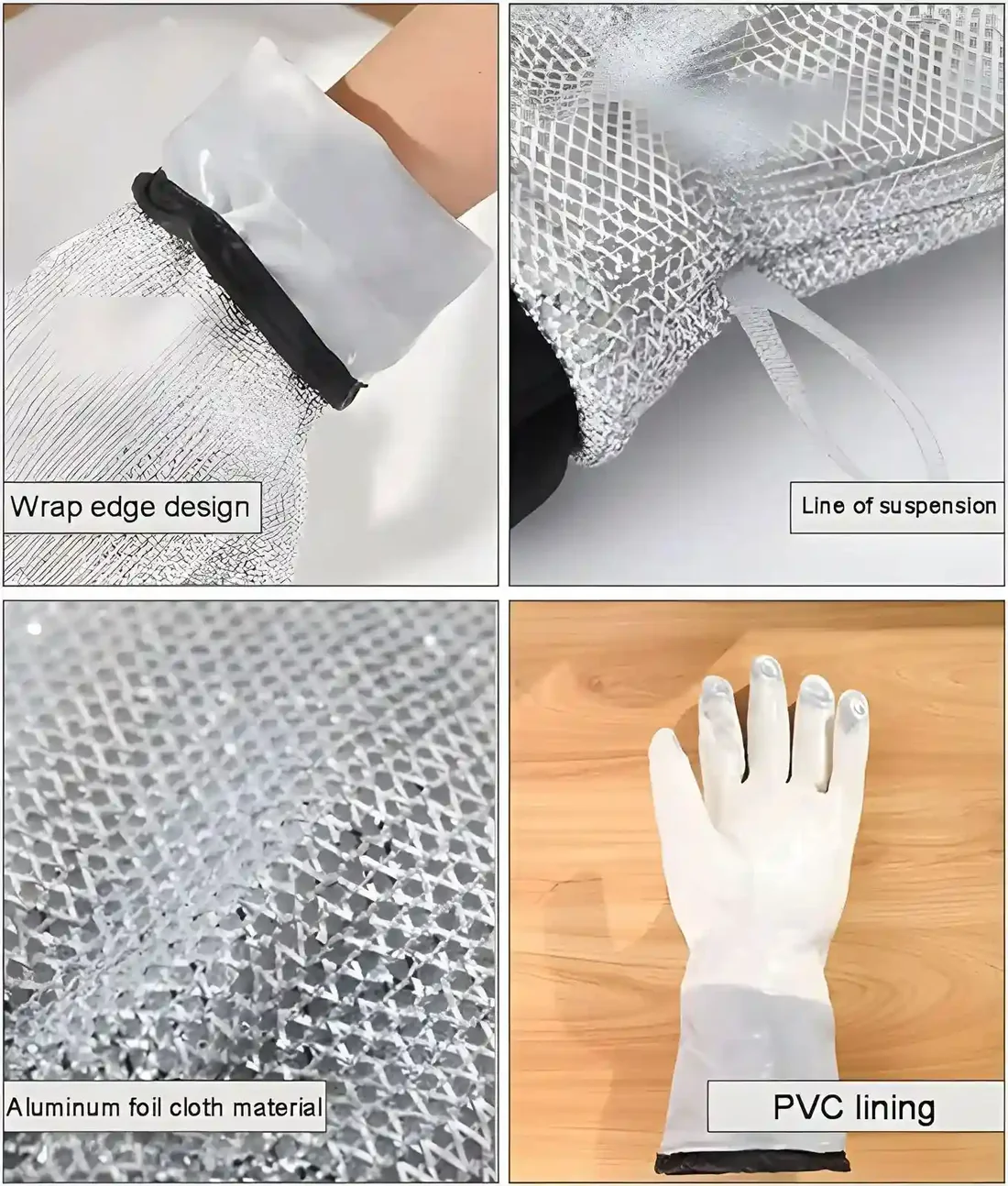 Multipurpose Wire Dishwashing Gloves | Dishwashing Rags for Wet and Dry, Steel Wire Miracle Cleaning Cloth with Glove Shape, Non-Scratch Wire Dish Cloths for Washing Dishes, Kitchen | Anti-heat aluminium gloves - Image 3