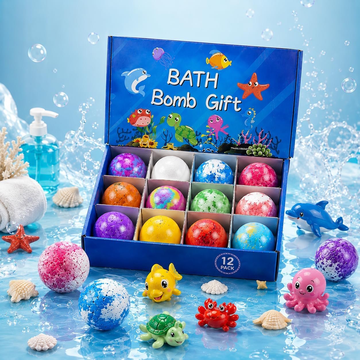 1pcs Bath Bombs for Kids Gift Set, Colorful Bath Bomb with Surprise Gift Inside, Ocean Theme - Image 7