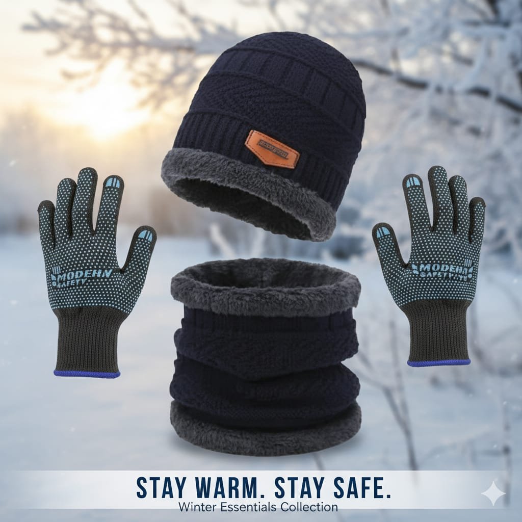Knitted Winter Beanie, Neck Gaiter & Touchscreen Gloves Set
