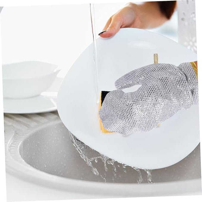 Multipurpose Wire Dishwashing Gloves | Dishwashing Rags for Wet and Dry, Steel Wire Miracle Cleaning Cloth with Glove Shape, Non-Scratch Wire Dish Cloths for Washing Dishes, Kitchen | Anti-heat aluminium gloves - Image 9