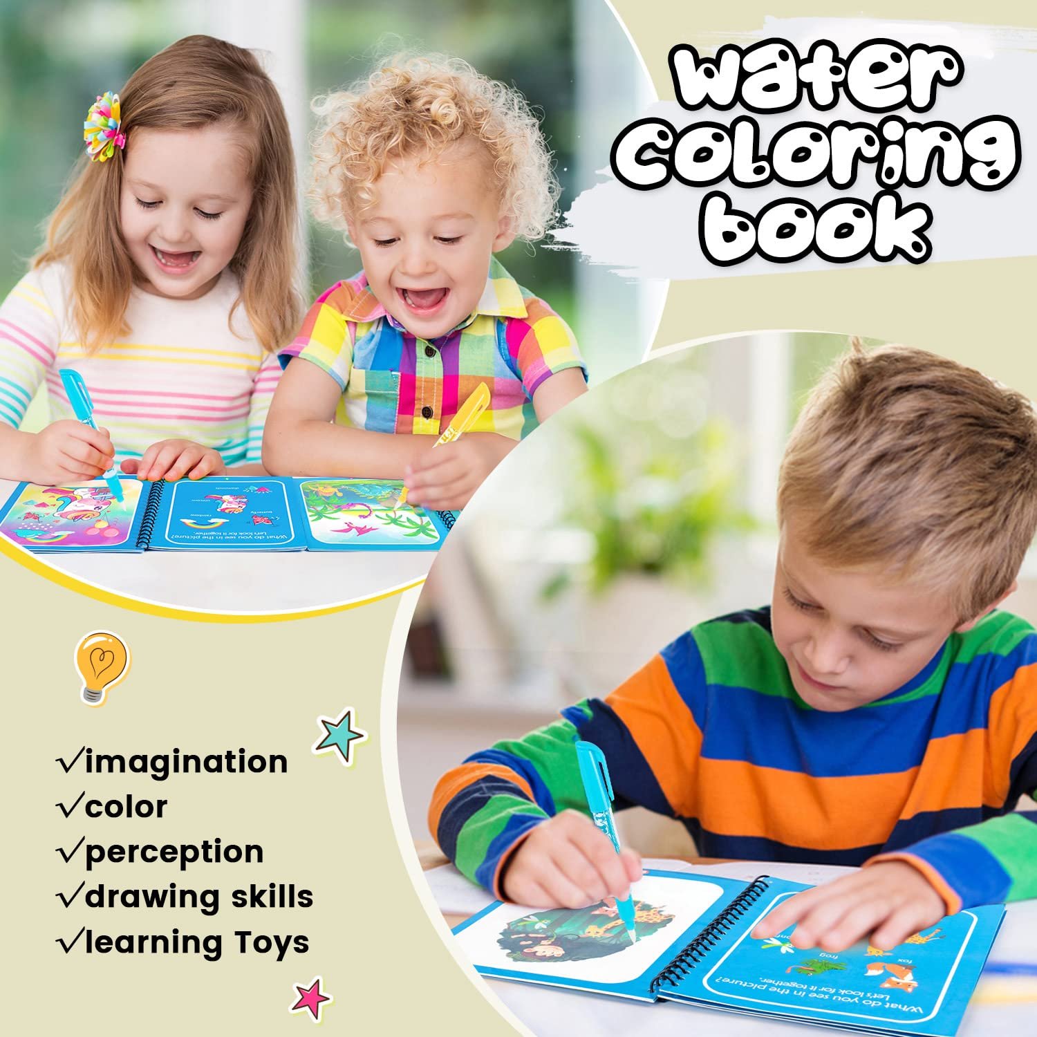 Magic Water Book Painting Drawing Coloring Board Book Magic Water Pen - Toy Accessory Designed For Creative Painting And Daily Fun Routine (Random Book) - Image 3