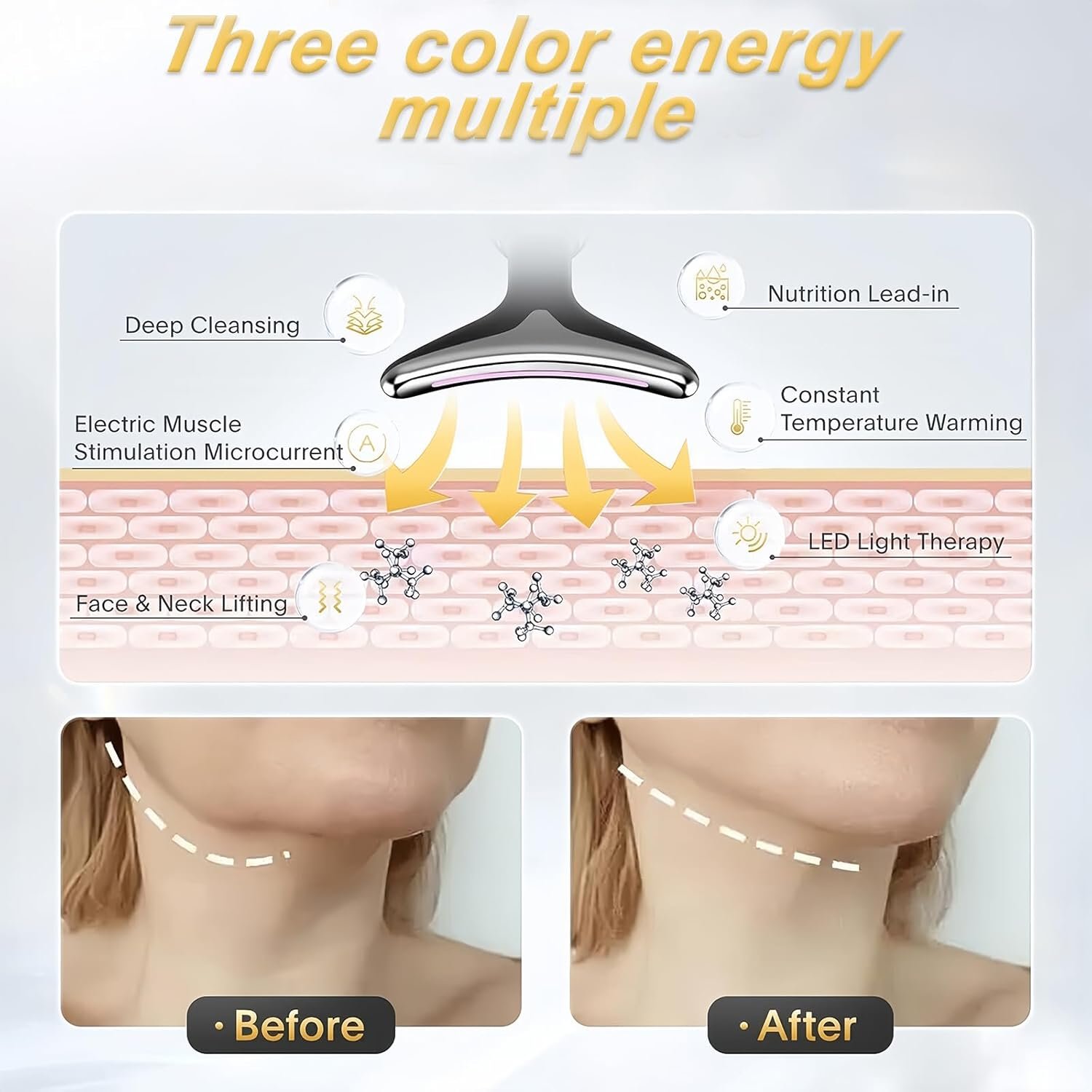 Vegena Face Massager Against Wrinkles, Face Beauty Device, Electric Face Massager Anti-Wrinkle with 3 Modes 45°C Anti-Wrinkle Face Device Skin Tightening Ems Face Care Device Anti-Wrinkle - Image 5