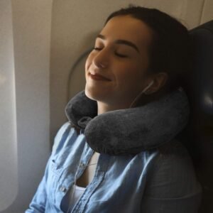 H HOMEWINS 100% Pure Memory Foam Travel Pillow – Soft Neck & Head Support Cushion for (Random Color)