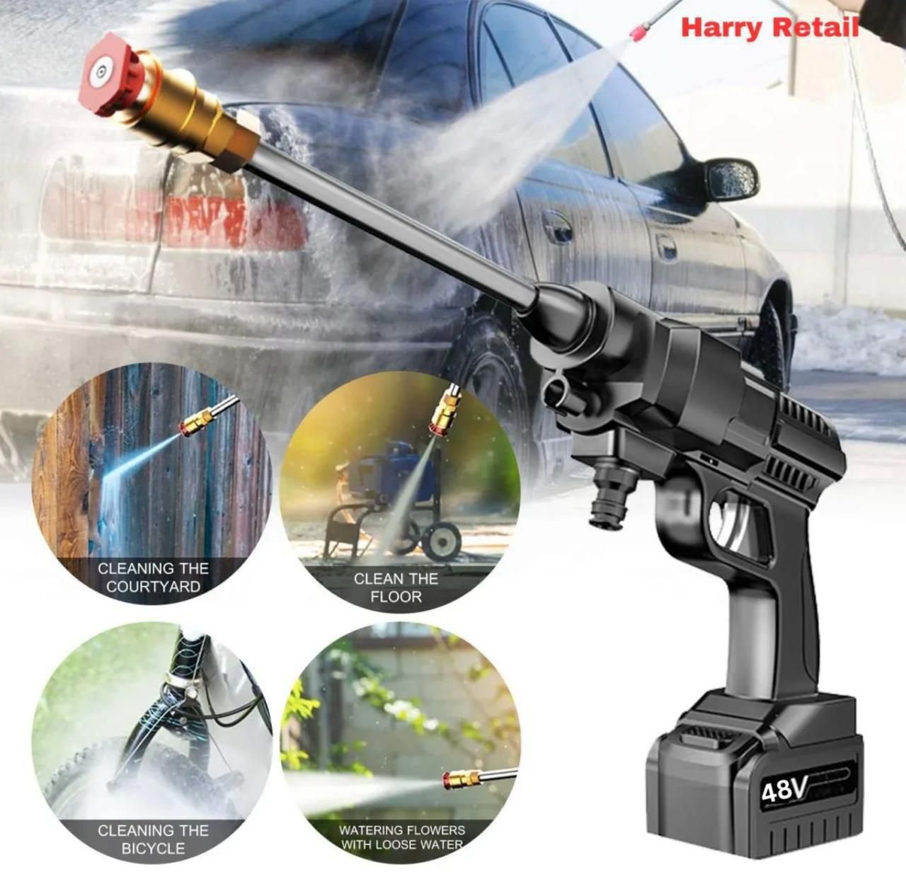 Automatic Cordless Car Wash Spray Gun | 48V High Pressure Lithium Battery | Wireless Foam Jet Washer (Single & Double Battery) - Image 6