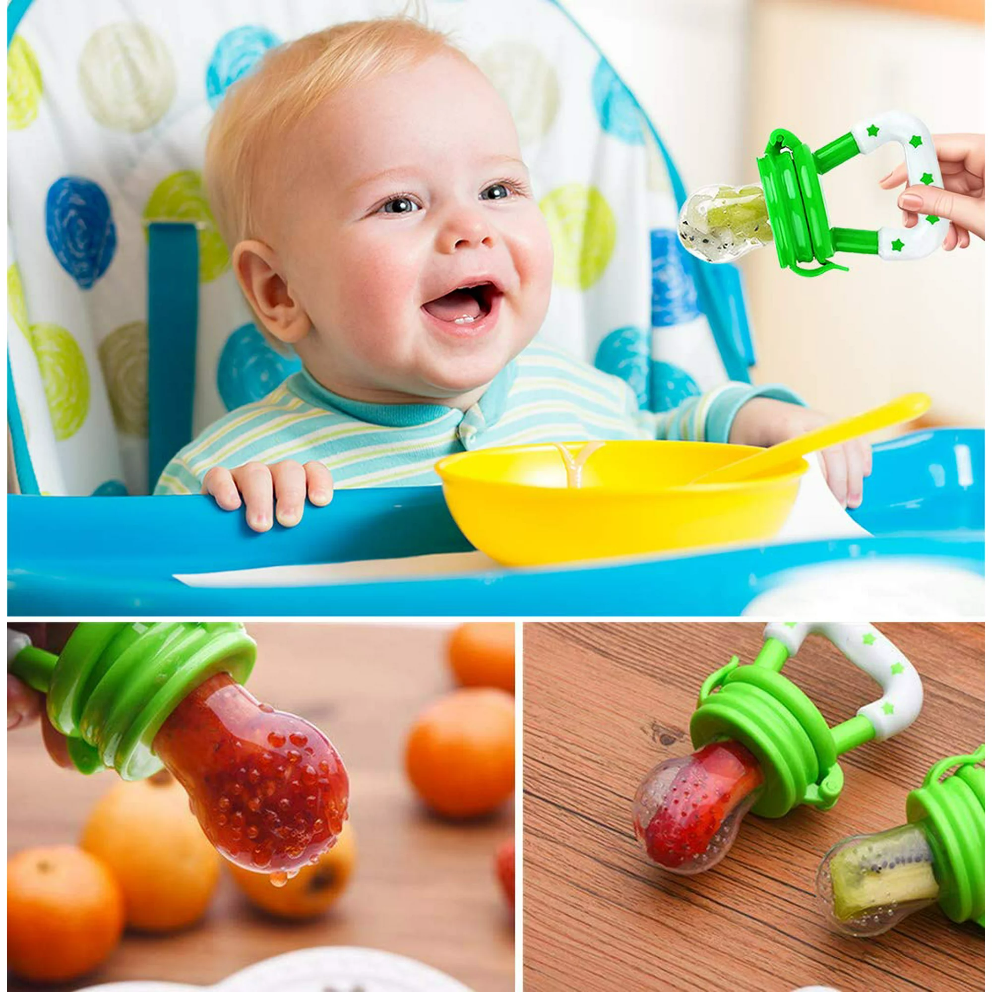 Baby Solid Baby Fruit Pacifier Fresh Fruit Feeder Infant Teething Toy Nibbler Teether Pacifier Safe Silicone Pacifier (random color) - Image 4