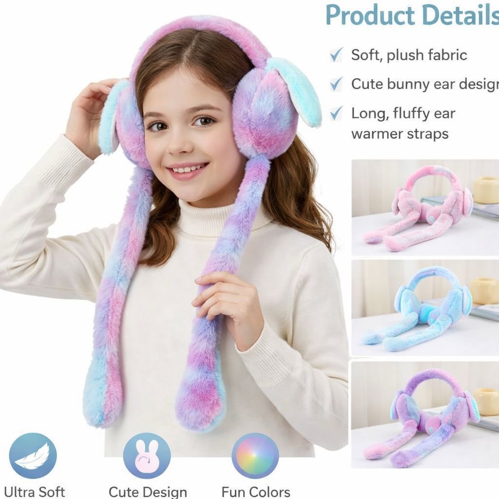 Cute Bunny Ear Winter Cap with Plush Ear Muffs - Image 3