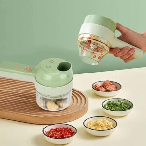 Rechargeable 4-in-1 Electric Vegetable Cutter – Slicer, Chopper, Grinder & Peeler (Random Color)
