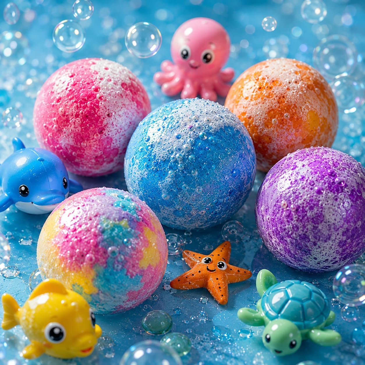 1pcs Bath Bombs for Kids Gift Set, Colorful Bath Bomb with Surprise Gift Inside, Ocean Theme - Image 2