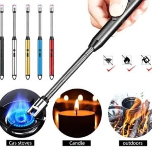 360° Outdoor Kitchen Lighter – USB Rechargeable Electronic Arc Lighter with Flexible Neck, Safety Lock, Windproof & Eco-Friendly Design (Random Colors)