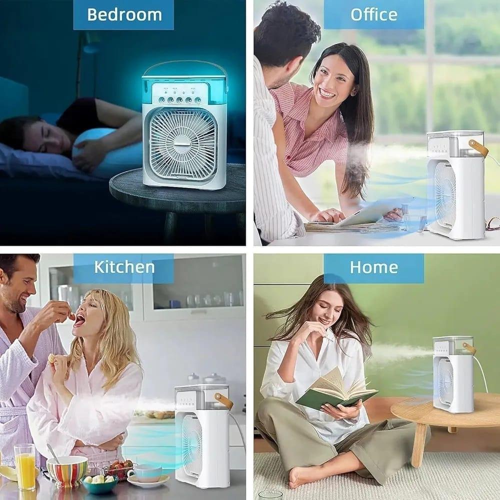 Multi-Function Portable Desktop Air Cooler Fan – High-Velocity Cooling with LED Lighting, - Image 2