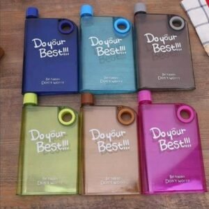 A5 Flat Water Bottle Slim Notebook Style Reusable Water Bottle (420ML) - Drinkware Accessory (Random Color)