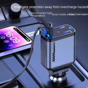 4 In 1 Multi Functional Car Charger Fast Charging With Star Light Providing Durable Quality
