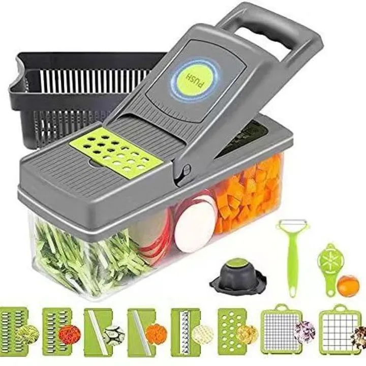 16-In-1 Multifunctional Vegetable Chopper & Slicer With Colander Basket And Storage Container – Heavy-Duty Food Cutter & Dicer For Onion, Potato, Carrot, Garlic & More - Image 2