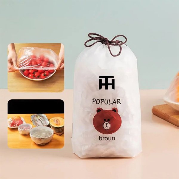 Combo Deal Disposable Food Cover Plastic Wrap 100 Pcs + 2 Pcs Dishwashing Rug - Image 6