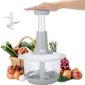 Manual Hand Push Chopper | Multi-functional Vegetable Meat Grinder, Grater, Chopper - 1.5 Liter (Random Color)