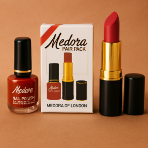 Medora 2 in 1 Lipstick & Nail Polish Combo – Premium Beauty Deal with Matching Shades, Includes 1 Lipstick & 1 Nail Polish (Shade Red, Maroon)