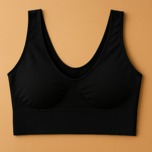 Ladies Air Bra – Soft Jersey Fabric, Plain Non-Padded Design, Comfortable & Lightweight Everyday Wear Lingerie in Black Color (Stretchable Size)