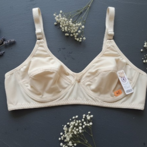 Jersey Soft Fabric Non-Padded Bra for Women – Plain Comfortable & Lightweight Everyday Wear Lingerie in Beige, Available Sizes 32 to 42