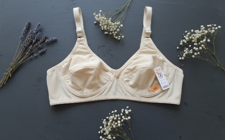Jersey Soft Fabric Non-Padded Bra for Women – Plain Comfortable & Lightweight Everyday Wear Lingerie in Beige, Available Sizes 32 to 42