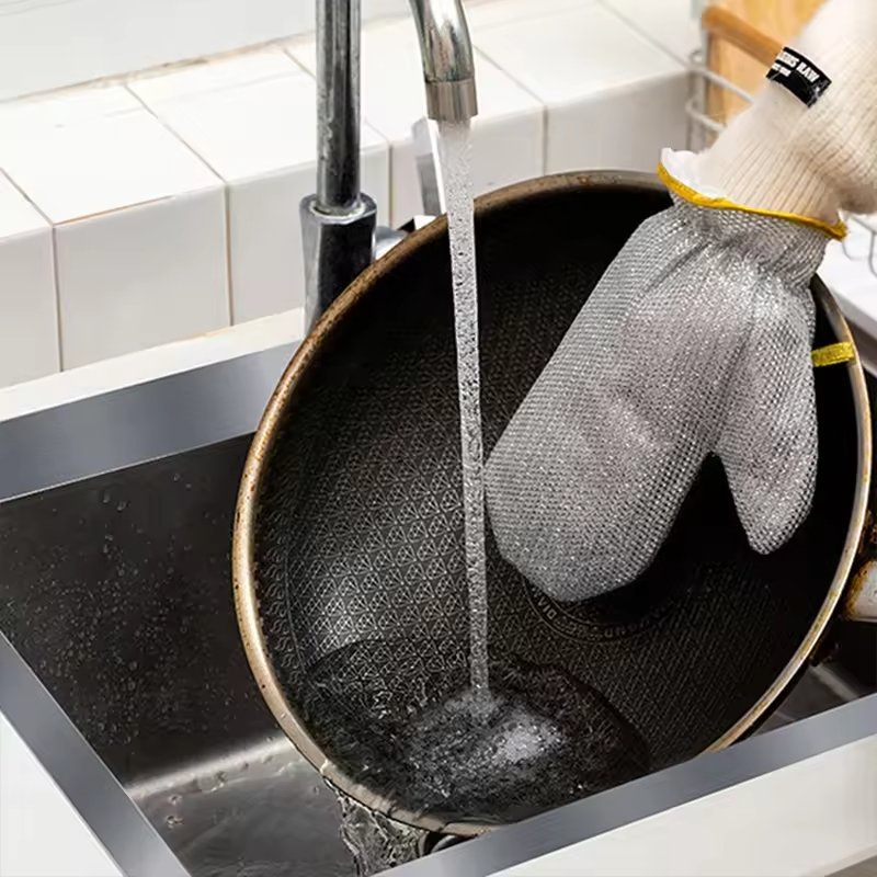 Multipurpose Wire Dishwashing Gloves | Dishwashing Rags for Wet and Dry, Steel Wire Miracle Cleaning Cloth with Glove Shape, Non-Scratch Wire Dish Cloths for Washing Dishes, Kitchen | Anti-heat aluminium gloves - Image 6