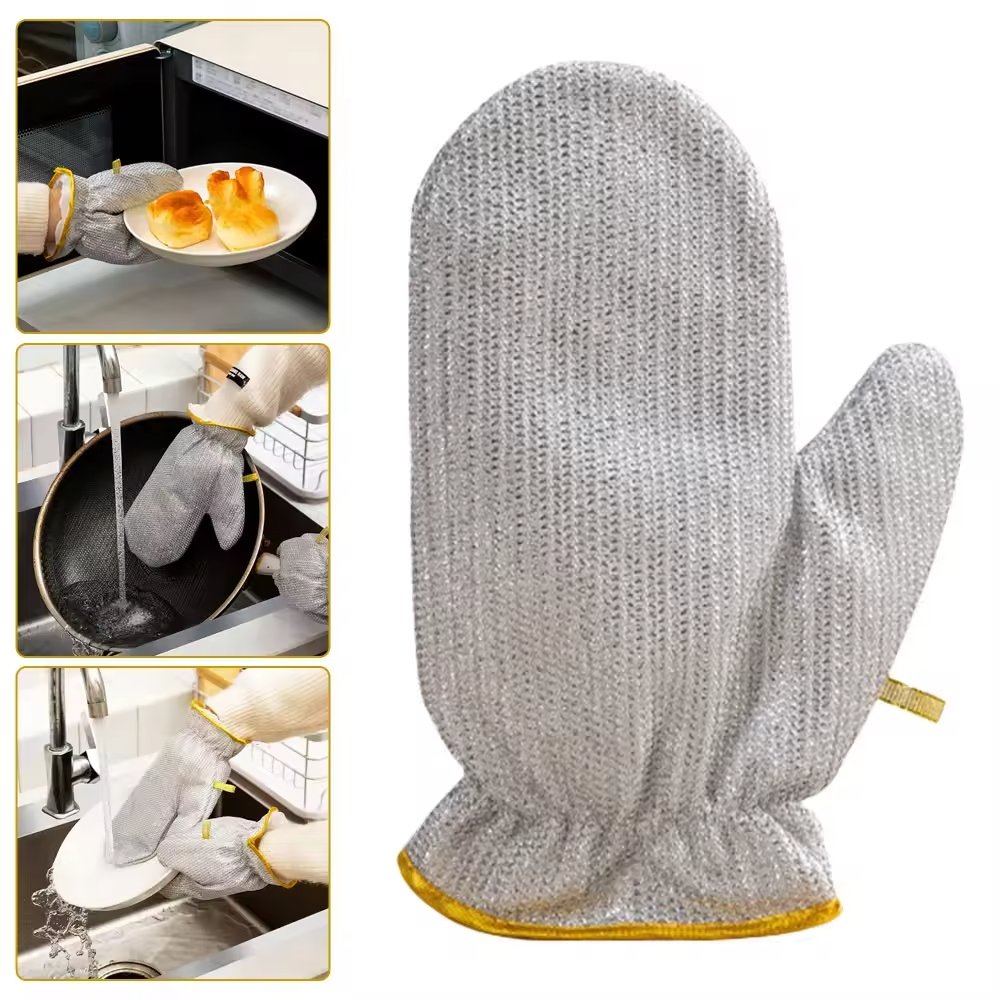 Multipurpose Wire Dishwashing Gloves | Dishwashing Rags for Wet and Dry, Steel Wire Miracle Cleaning Cloth with Glove Shape, Non-Scratch Wire Dish Cloths for Washing Dishes, Kitchen | Anti-heat aluminium gloves - Image 7
